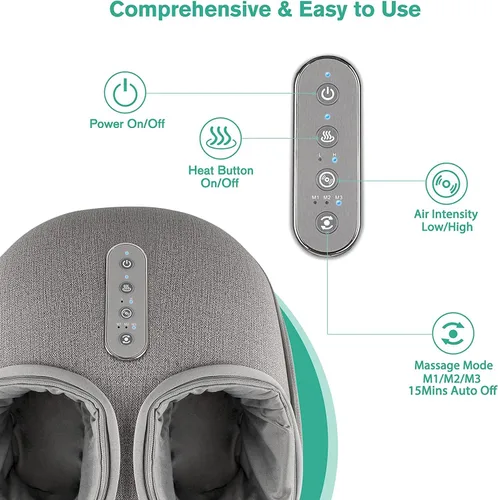 Vista 2 de Medcursor Foot Massager with Heat Shiatsu Deep Kneading, Gray, Up to US 13" Gris