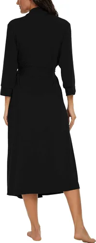 Vista 5 de VINTATRE - Bata de baño tipo kimono para mujer, larga, de punto, suave, ligera, con cuello en V, informal, ideal para dormir y descansar