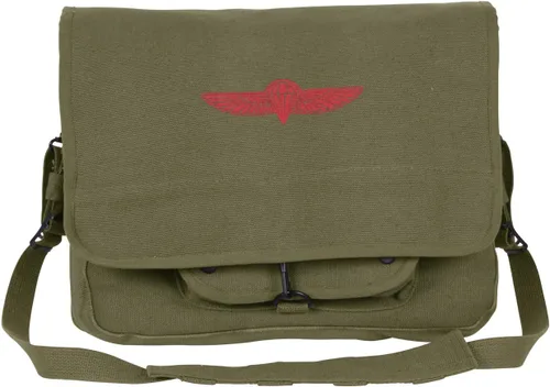 Vista 2 de Rothco Bolso bandolera de lona israelí paracaidista, Verde oliva (Olive Drab), 8128