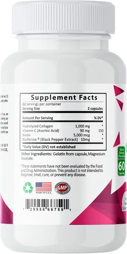 Vista 5 de Sundhed Max Collagen Plus C - Colágeno natural con biotina y bioperina para aumentar la hidratación antienvejecimiento y la firmeza de la piel