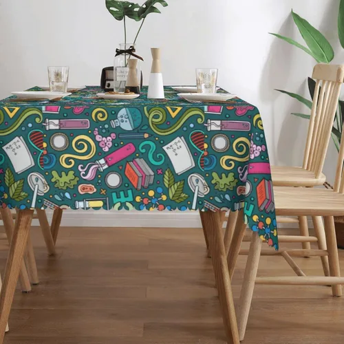 Vista 3 de Mantel rectangular de poliéster con diseño de dibujos animados, para restaurante, boda, fiesta, 54 x 72 pulgadas