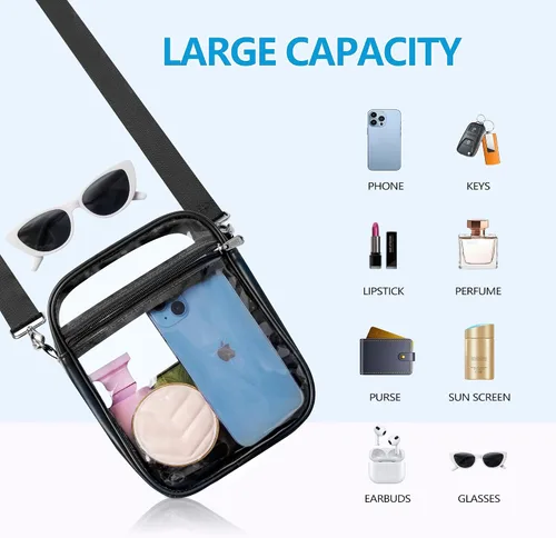 Vista 4 de Paxiland Clear Bag for Stadium Events Clear Purse Transparent Handbag for Sports Concerts Work Festival