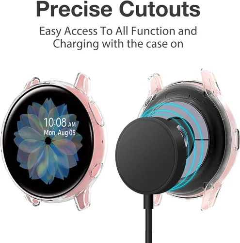 Vista 5 de Paquete de 4 fundas protectoras de pantalla compatibles con Samsung Galaxy Watch Active 2 de 1.575 pulgadas (1.575 pulgadas) de silicona protectora