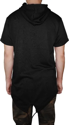 Vista 2 de BASICO Camiseta de manga corta alargada con capucha para hombre