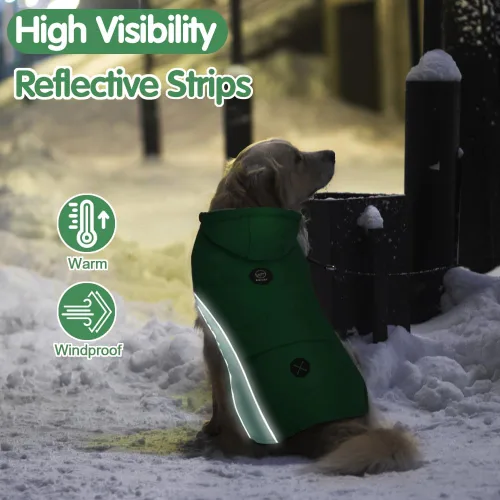 Vista 4 de EMUST Abrigo de invierno con capucha para perros, abrigos para perros medianos con bolsillo, chaquetas para cachorros medianos para perros medianos