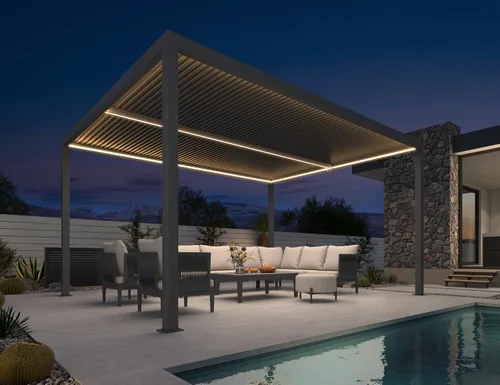 Vista 10 de PURPLE LEAF 94AS - Pérgola pequeña de aluminio compacto de 10 x 12 pies con techo rígido con listones ajustables para patio, cubierta de terraza