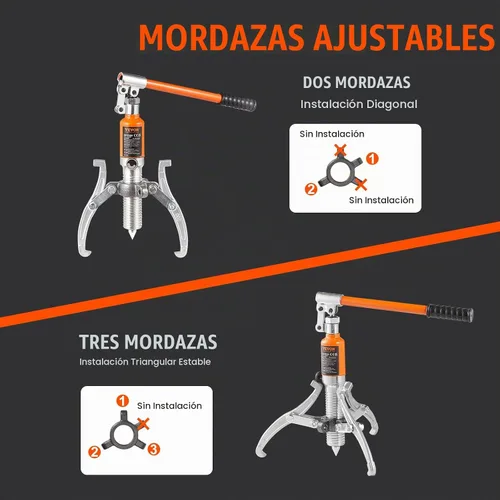 Vista 6 de VEVOR Extractor hidráulico de engranajes, separador de extracción de rodamiento de rueda de capacidad máxima de 5 toneladas, extractor de 2 o 3