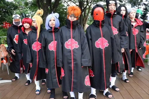Vista 9 de Bata de ninja Akatsuki larga unisex, para disfraz de Halloween, cosplay, uniforme para mujer, negro, talla XXL
