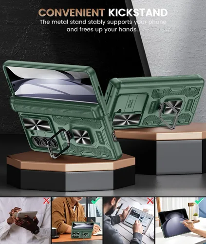 Vista 5 de Caka Funda para Galaxy Z Fold 5 (2023), [Clip resistente para cinturón] Funda con protector de pantalla integrado y soporte magnético y cubierta