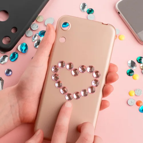 Vista 7 de MECCANIXITY 144 calcomanías autoadhesivas de diamantes de imitación de corazón de 0.394 pulgadas para maquillaje de San Valentín, artes y Azul