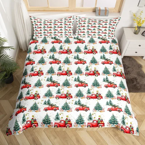 Vista 28 de Feelyou Juego de ropa de cama de Navidad gris para niños, tamaño individual, funda de edredón enana de Navidad para niños, niñas, adolescentes