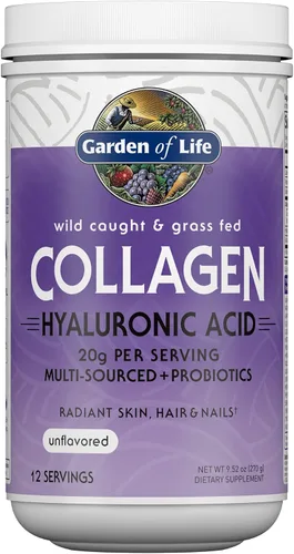 Vista 5 de Garden of Life Paquete de polvo de péptidos de colágeno alimentado con pasto y marino, proteína hidrolizada sin sabor para piel, cabello, uñas