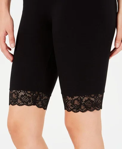 Vista 3 de GUESS Shorts de compresión atléticos con ribete de encaje para mujer