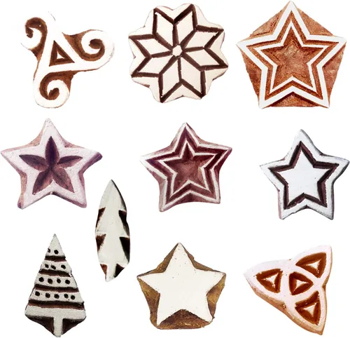 Vista 13 de Sellos de madera artísticos pequeños bloques de impresión de diseño redondo (juego de 10) Htag2151