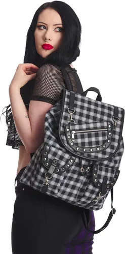 Vista 2 de Lost Queen Yamy - Mochila de mano con cordón y diseño de calavera, Negroblanco, Cordón