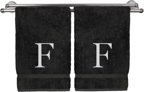 Vista 41 de Toalla de mano monogramada, regalo personalizado, juego de 2 - Toalla bordada con letra de bloque dorada - Extra absorbente 100% algodón turco