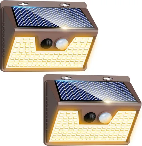 Vista 12 de Peasur Luces Solares para Exteriores con Sensor de Movimiento, 140 LED Luz Solar Alimentada por Energía Solar para Cerca Impermeable, 3 Modos