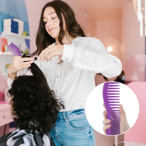 Vista 6 de 2 peines para el cabello, peine de plástico para peinado, dientes grandes y dientes finos, peine de peluquería para hombres y mujeres, peinado