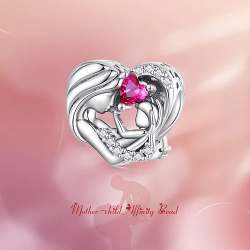 Vista 2 de MUNDELL Authentic 925 Sterling Silver Pistol with Rose Charm Mom Heart Shaped Bead Charm Bird Pendant Charm for Original Silver Bracelet or Bangle