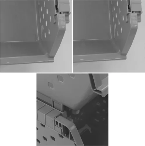 Vista 3 de Paquete de 4 cestas de almacenamiento apilables grandes, cestas de cocina de plástico Cesta organizadora frontal abierta gris