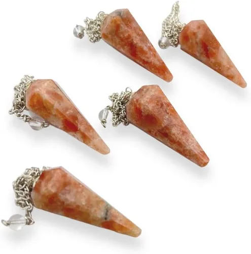 Vista 25 de WholesaleGemShop Péndulo facetado de cristal de piedras preciosas naturales