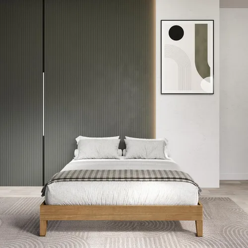 Vista 4 de Donco Trading - Cama Queen con plataforma de roble urbano