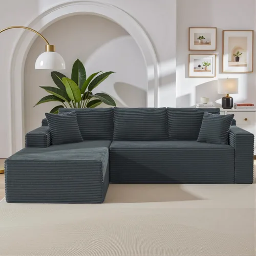 Vista 8 de Sofá seccional modular de 110", sofá seccional Cloud con asiento profundo, sofás tapizados sin huesos para sala de estar, sofá modular moderno