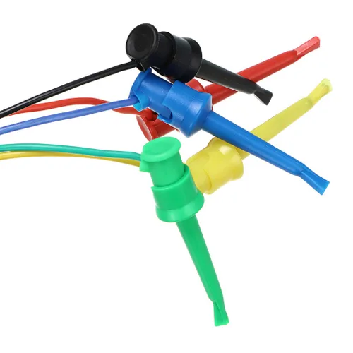 Vista 5 de Sumnacon 10 clips de gancho de prueba eléctrica de multímetro de doble plomo, 5 colores, 20 AWG, cables de prueba flexibles de silicona