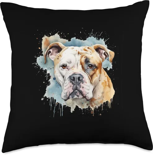 Vista 5 de American Bully watercolor gift for dog women Colorido American Bulldog - Cojín de acuarela de 16 x 16 pulgadas, multicolor