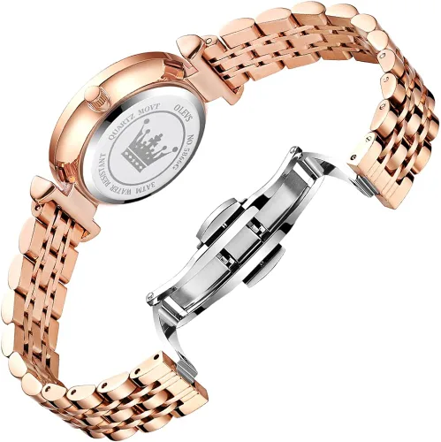 Vista 8 de OLEVS Rose Gold Watches for Women Stainless Steel Band Quartz Small Face Waterproof Watches Fashion Luxury Classic Wrist Watch with Date Ladies