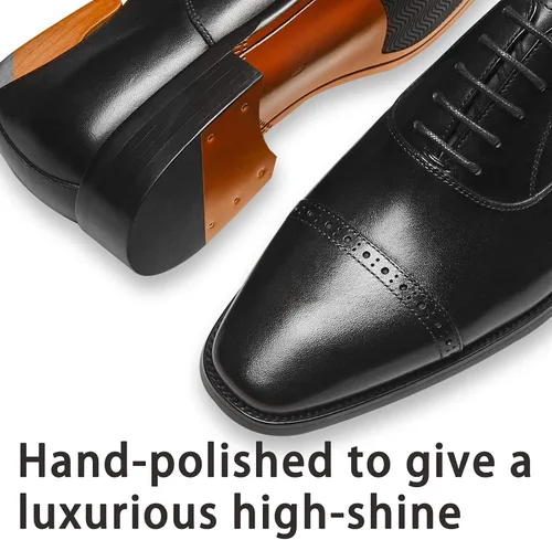 Vista 6 de Zapatos de vestir cómodos y formales Oxford para hombre de cuero genuino