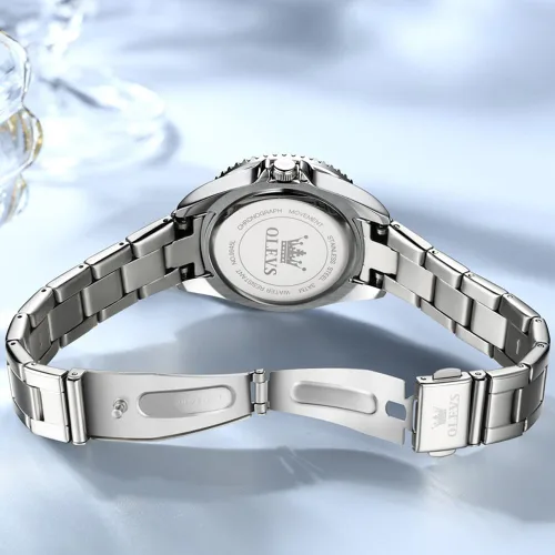 Vista 8 de Relojes OLEVS para Mujer con Diamantes y Fecha, de Lujo, de Cuero, Impermeable, de Pulsera, Reloj Analógico de Vestir, de Acero Inoxidable