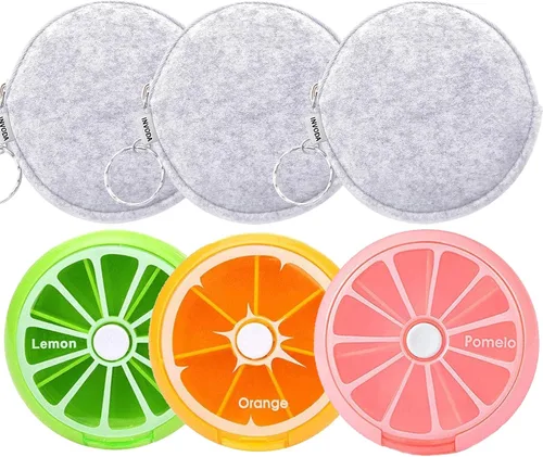 Vista 17 de Pastillero organizador de 3 píldoras de viaje para bolso, estuche portátil para medicamentos, cajas de píldoras de semanas pequeñas para vitaminas
