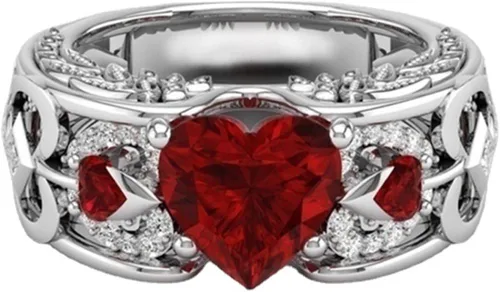 Vista 7 de Anillo de acero inoxidable con forma de corazón y circonita para mujer, tendencia de moda, anillo de circón de diamante completo, joyería