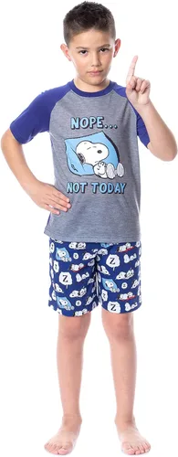 Vista 5 de INTIMO Peanuts Snoopy Nope Not Today - Conjunto de pijama corto con cuello redondo, Multi colorido