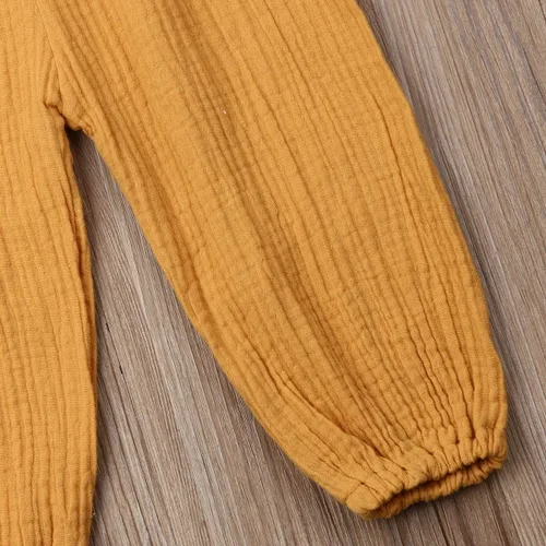 Vista 7 de Mubineo Mameluco básico de manga corta de algodón y lino con cordón para bebé niña