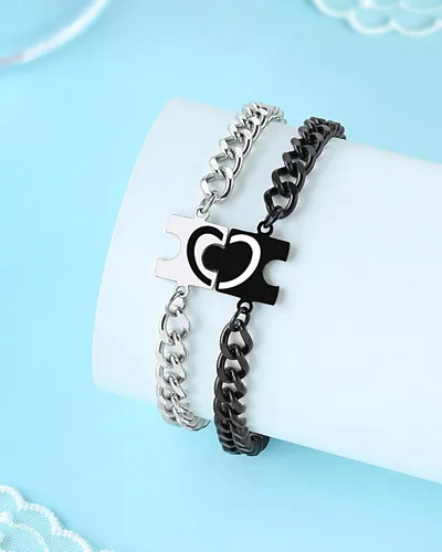 Vista 5 de UNGENT THEM You Are My Missing Piece of The Puzzle – Pulseras para parejas, aniversario, Navidad, I Love You Sweetest Día de San Valentín, regalos