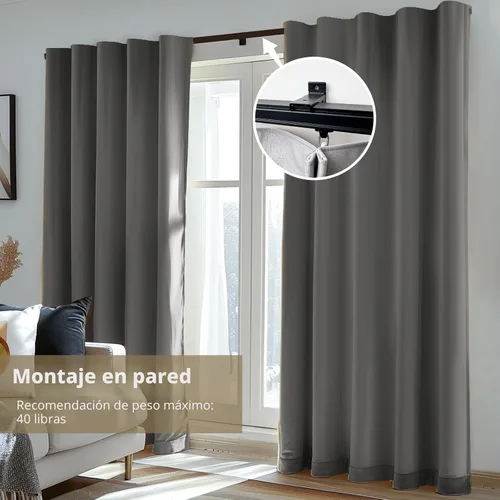 Vista 3 de MaKefeile Riel de Cortina para Techo, Rieles de Cortinas de Servicio Pesado para Montaje en Techo y Pared, Divisor de Habitación, Cortinas de Ducha