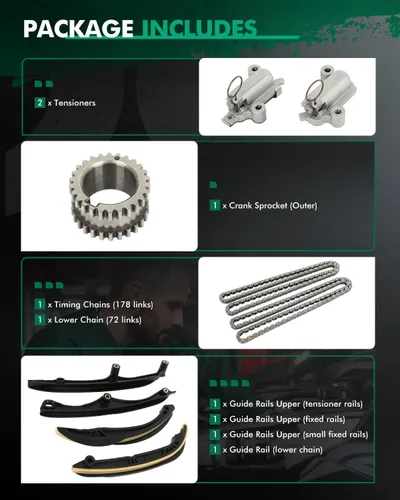 Vista 2 de SCITOO Kit de cadena de distribución adecuado para Hyundai Azera para Hyundai Santa Fe para Hyundai Sonata para Kia Sedona para Kia Sorento