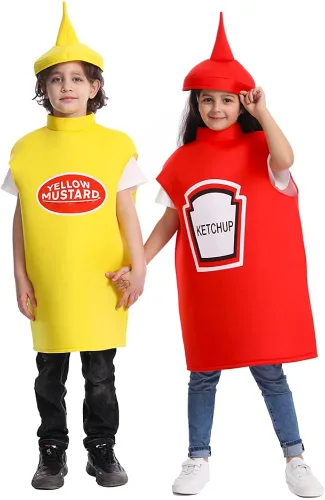 Vista 9 de DSplay Disfraz de salsa de tomate de mostaza para niños, fiesta de Halloween