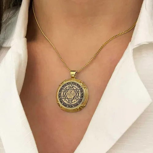 Vista 6 de Collar de sello rey Salomón, colgante de rey Salomón, sello de encanto de Salomón, amuleto personalizado, regalo para ella, colgante de talismán