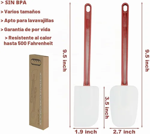 Vista 2 de Espátula de goma comercial a prueba de calor de la cuchara del raspador del silicón, 9.5IN Alta resistencia al calor, comercial, para cocinar