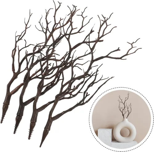 Vista 5 de 4 ramas de árbol de cuernos artificiales secas para decoración del hogar, Halloween, Navidad y rellenos de jarrones, ramas sintéticas para proyectos