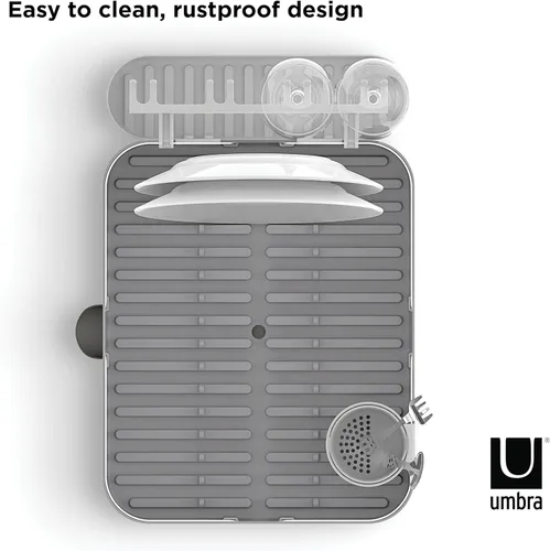 Vista 5 de Umbra Escurridor de platos con funda de plástico moldeado con boquilla de drenaje, carbón
