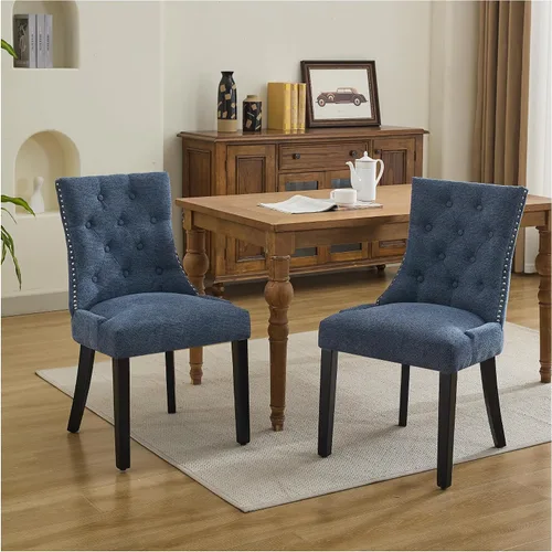 Vista 8 de Juego de 2 sillas de comedor modernas con respaldo, color beige