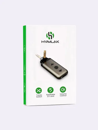 Vista 9 de HVMLAK Air88 Bluetooth 5.4 Adaptador Aux, conector de 3.5mm giratorio 180°, para estéreo de coche y hogar, llamadas manos libres, batería de 12