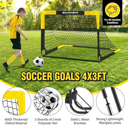 Vista 3 de Kid Soccer Goal and Soccer Ball Targets Set - 6x4 / 4X3 ft Backyard & Indoor Soccer Goal, Portable Pop Up Soccer Net with Soccer Targets, Cones