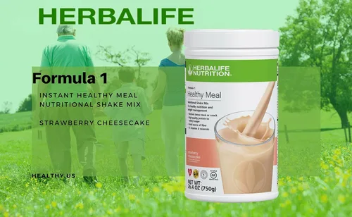 Vista 2 de HERBALIFE Formula 1 Four Combo (tarta de queso de fresa 26.46 oz) Batido nutricional saludable Mezcla de concentrado de aloe a base de hierbas Pinta