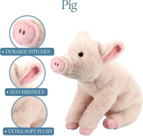 Vista 9 de The Petting Zoo Peluche de cerdo, regalos para niños, animales de granja Wild Onez, juguete de peluche de cerdo de 12 pulgadas