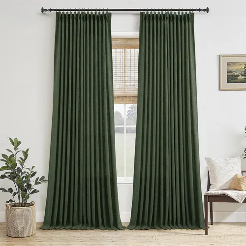 Vista 19 de Jowels Cortinas de lino plisadas naturales con memoria de 96 pulgadas